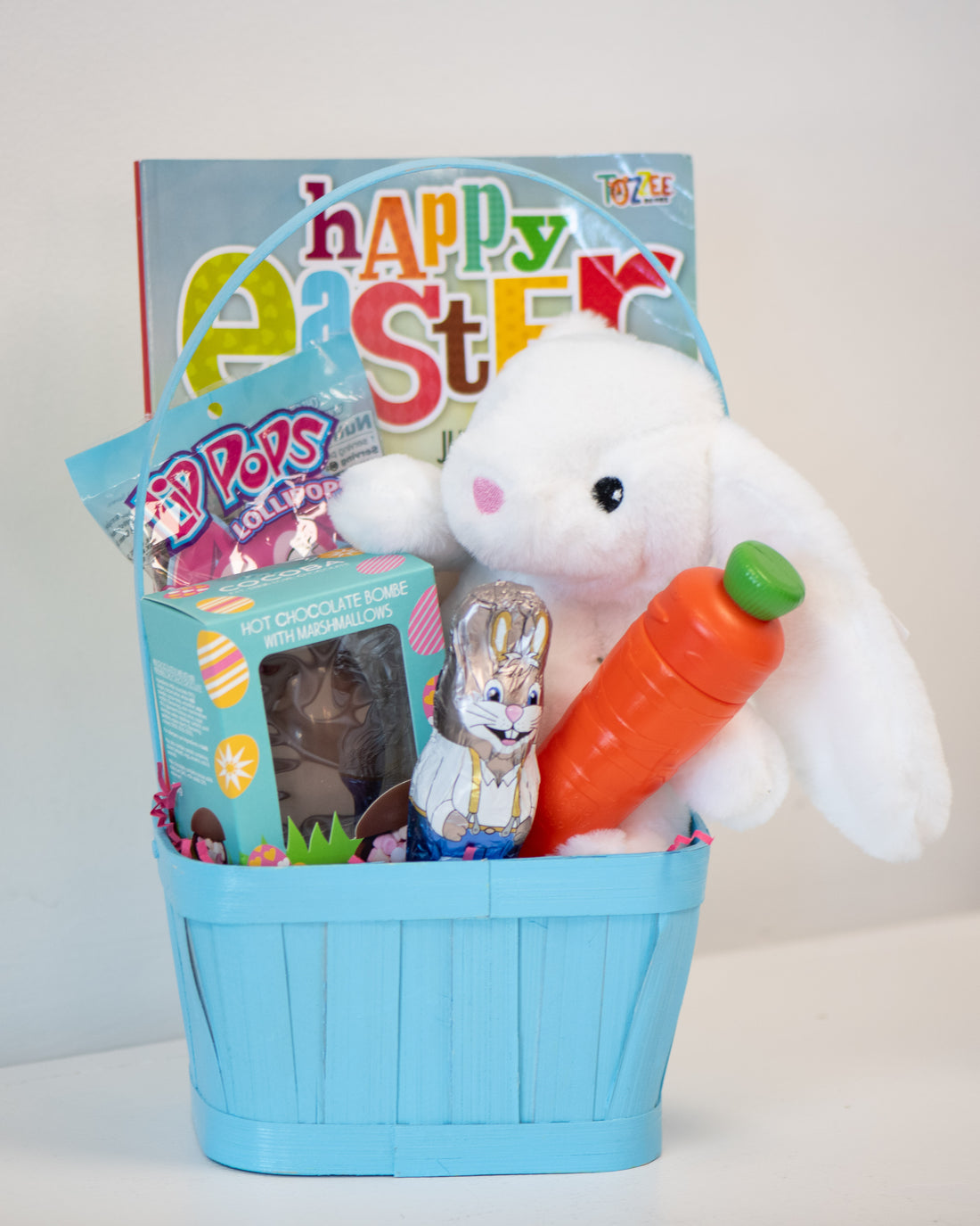 Easter Basket with Coloring Book &amp; White Bunny